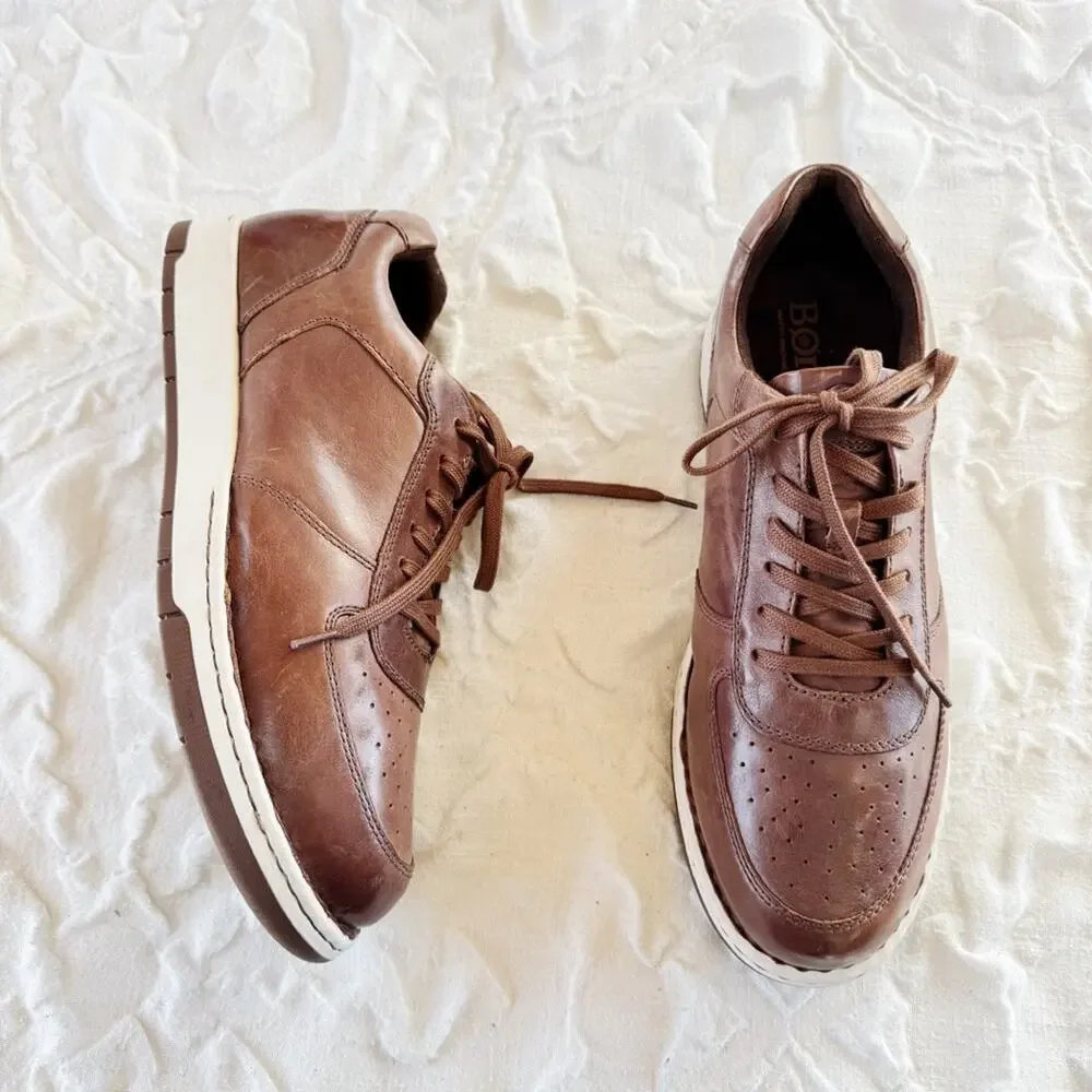 Born Men's Brown Leather Captain Sneakers Size 13